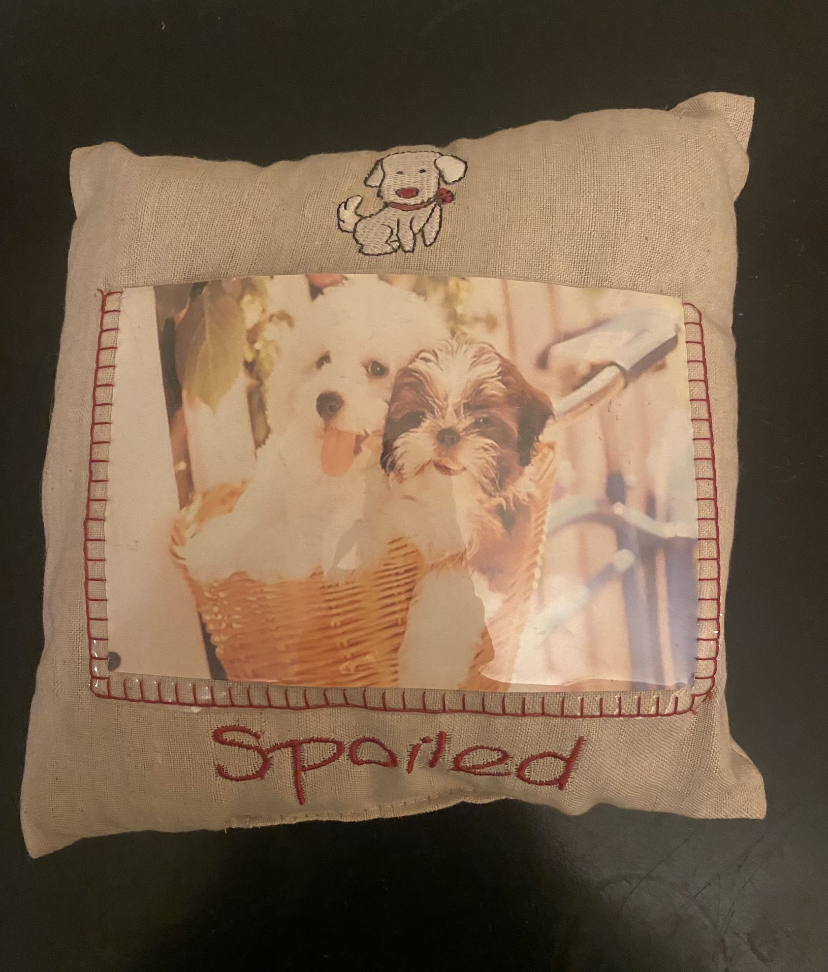 Dog Picture Pillow With Canine Commandments Frame Both For $8! 