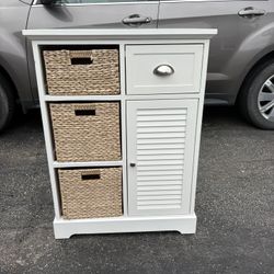 White 3 basket storage cabinet