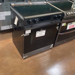 Samsung Electric Stove 30 Inch Wide Black Stainless Steel
