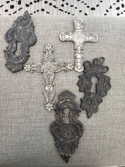 Decorative Metal Crosses and keyhole plates