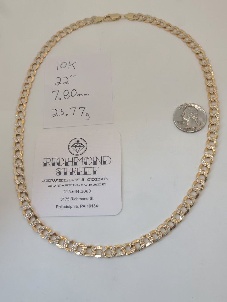 10k Gold 22" Diamond Cut Curn Link Chain