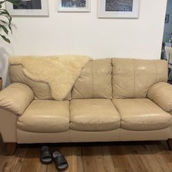 Genuine Tan Leather Sofa