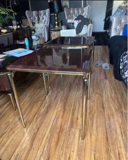 Vintage Nesting Tables with Gold Legs