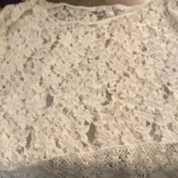 White Lacey, short sleeve, shirt, size small