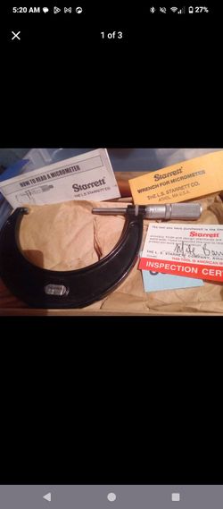 Starrett Micrometer with Wrench and Papers
