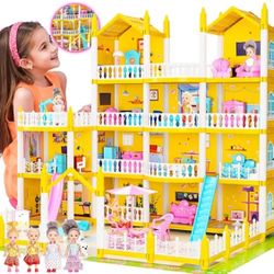 New  my dream house W dolls, slide, swing and more