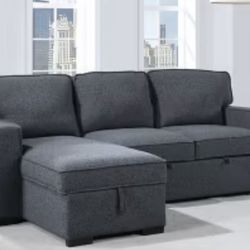 Sectional with pull-out bed Gray