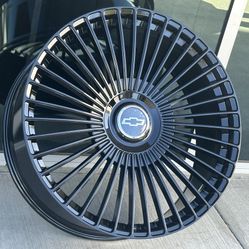 A Set(4) 26” 26x10 6x139.7 Gloss Black Wheels Fit Chevy Tahoe Suburban Silverado
