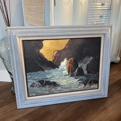 Antique Original Seascape Impressionist Oil Painting