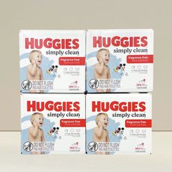 Huggies Simply Clean Baby Wipes Fragrance Free Unscented 384ct