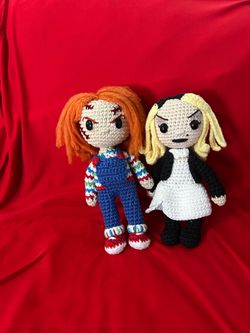 Custom Chucky & Tiffany Crochet Amigurumi Dolls - Handmade