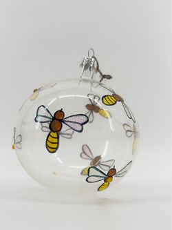 Bee Bumblebee Hand-painted Hanging Clear Plastic Ornament
