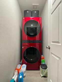 Red LG Smart Wash Tower
