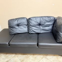 black leather sofa