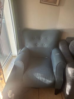 Blue Tufted Fabric Armchair