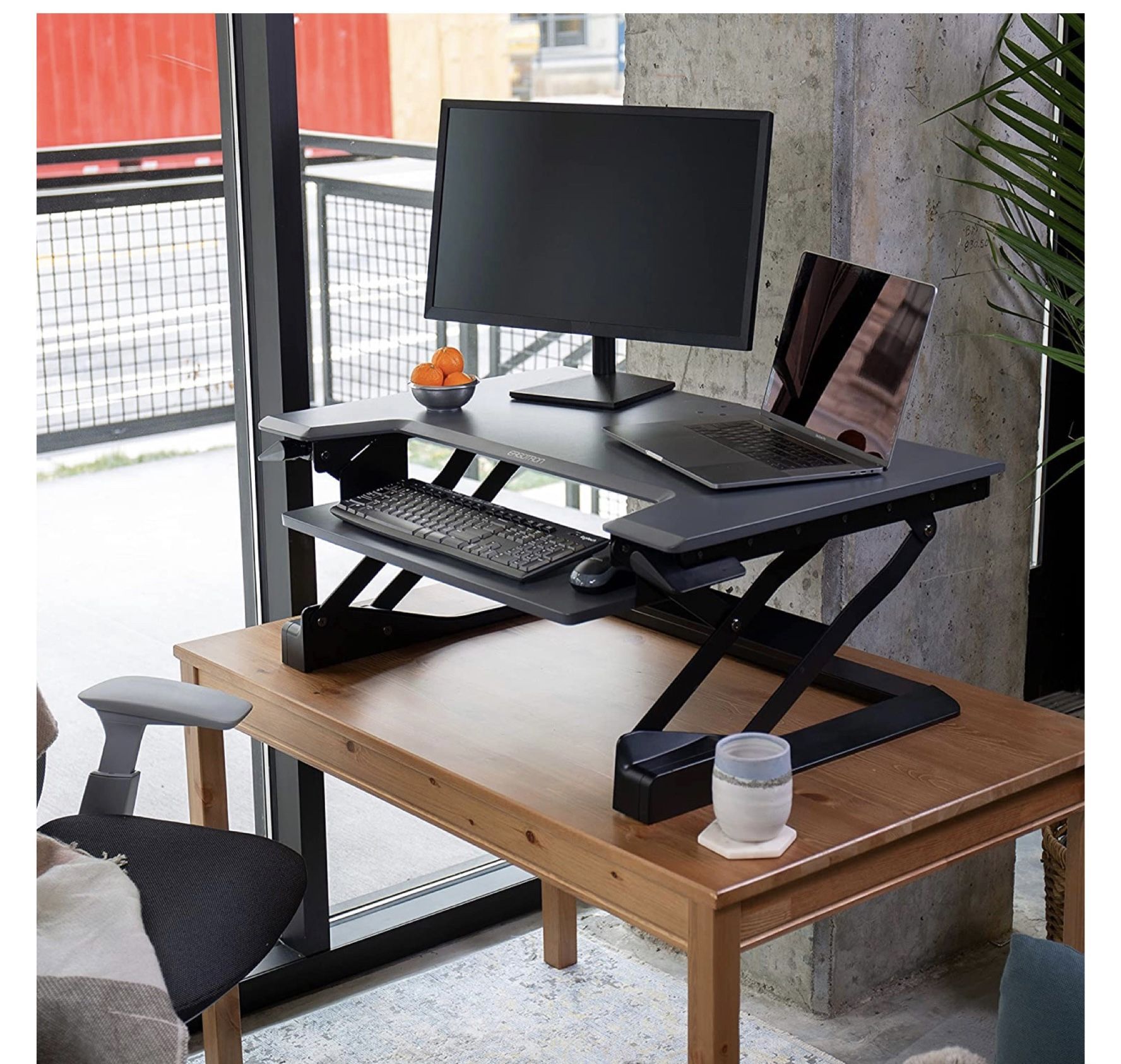 Ergotron Sit Stand Desk Work Station (WorkFit-T) Dark Gray -USED Like New