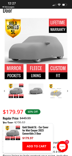 Mini cooper car cover new!