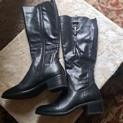 Nwot Sole Senseability Tall Vegan Heeled Leather Boots Sz 8