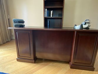 Wooden Desk And Bookshelf Set