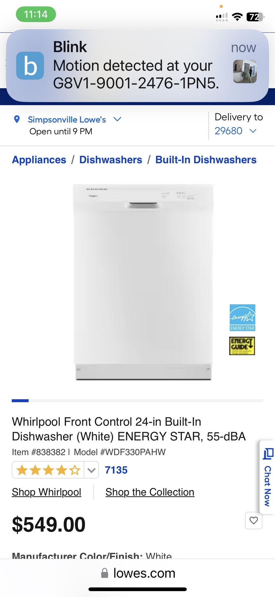 Whirlpool White Dishwasher 