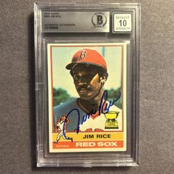 Vinatge 1976 Topps Jim Rice Rookie Cup signed. BAS "10" Authenticated Autograph 