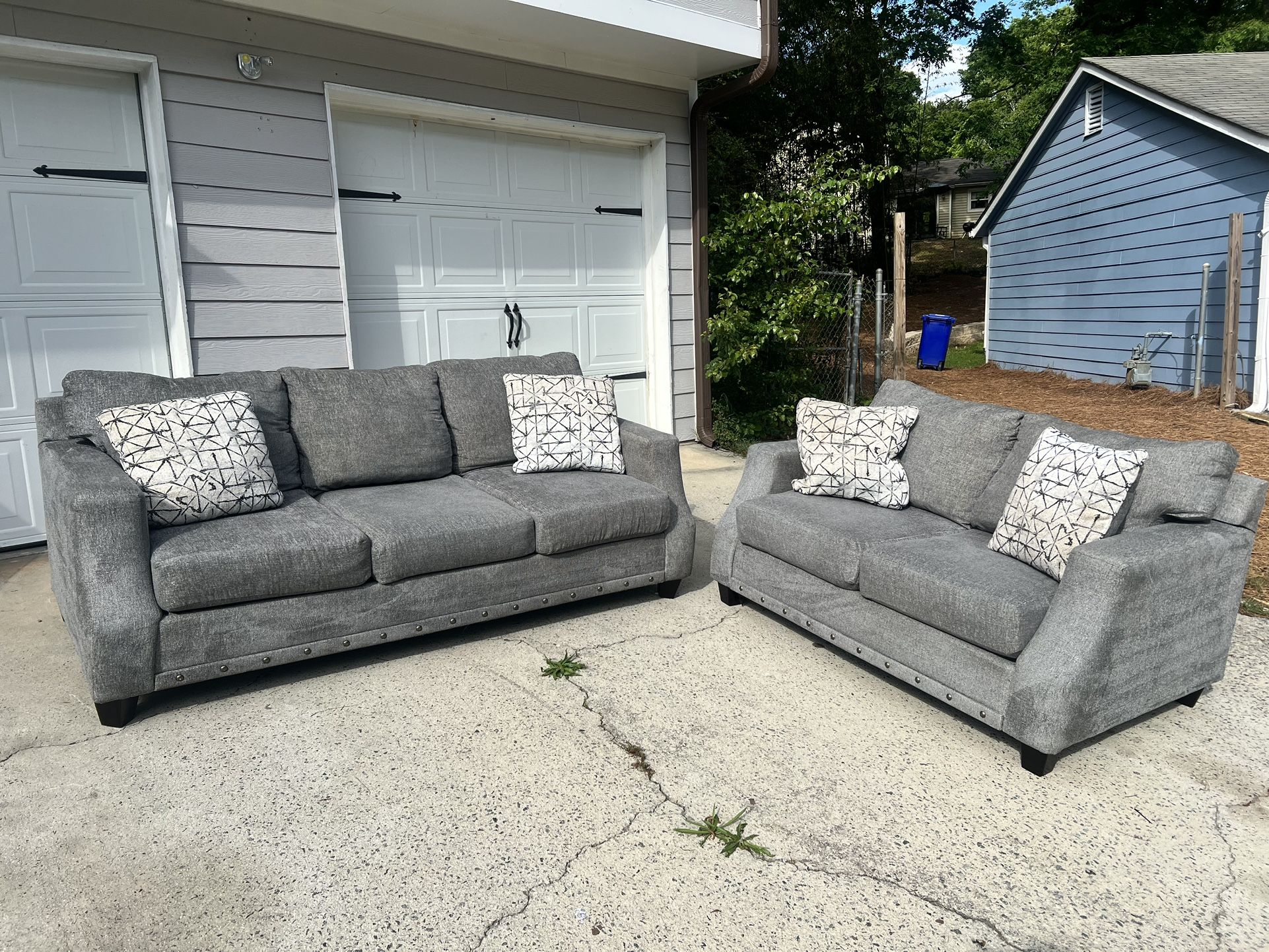Gray Sofa & Loveseat Set - FREE Delivery Within 10 Miles! Deep Cleaned