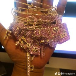 Lavender Charm Bangle Bracelet