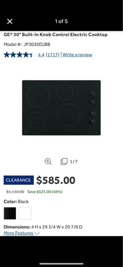 GE 30" Built-In Electric Cooktop JP3030DJBB