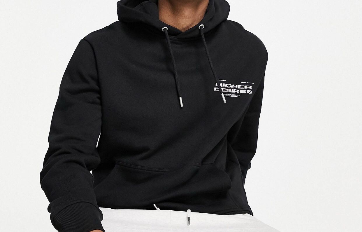Topman Higher desires Print hoodie In black