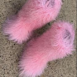 Pink Custom Shaggy Real Fur Boots Sizes 7,7.5,8,8.5 &9 (message Your True Size) 