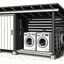 Storage Shed Plus Washer And Dryer Storage