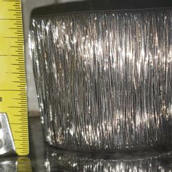 Unique Vtg 90’s Wrapped Wire Metal Silver Tone Wide Cuff Bracelet Chunky Style