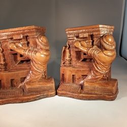 Rare Vintage Religious Monk Operating Printing Press bookends