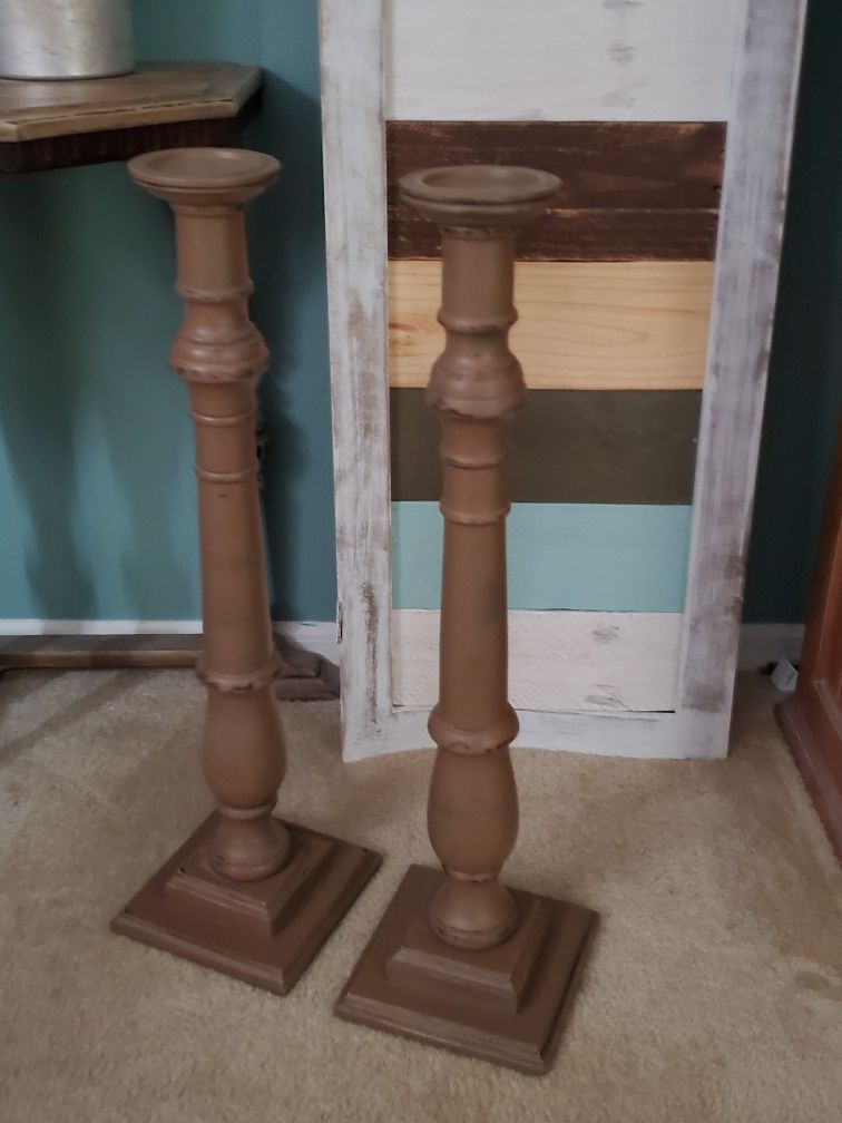Wooden Candle Pillars/Holders.