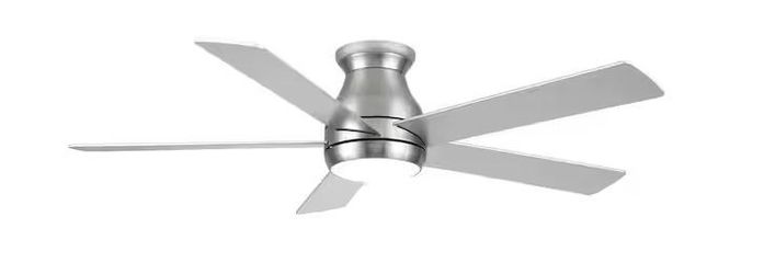 Hommee 52 in. Indoor Integrated LED Brush Nickel Low Profile Ceiling Fan with Reversible DC Motor