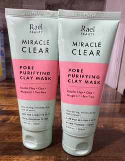 Rael Face Mask, Miracle Clear Clay Mask 3.4oz, 2ct
