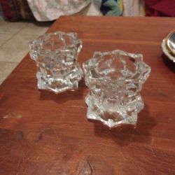 Clear Heavy Crystal Candle Holders