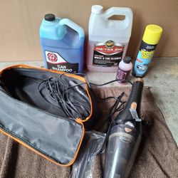 Portable Car Vacuum + Car Shampoo & Wheel Cleaner