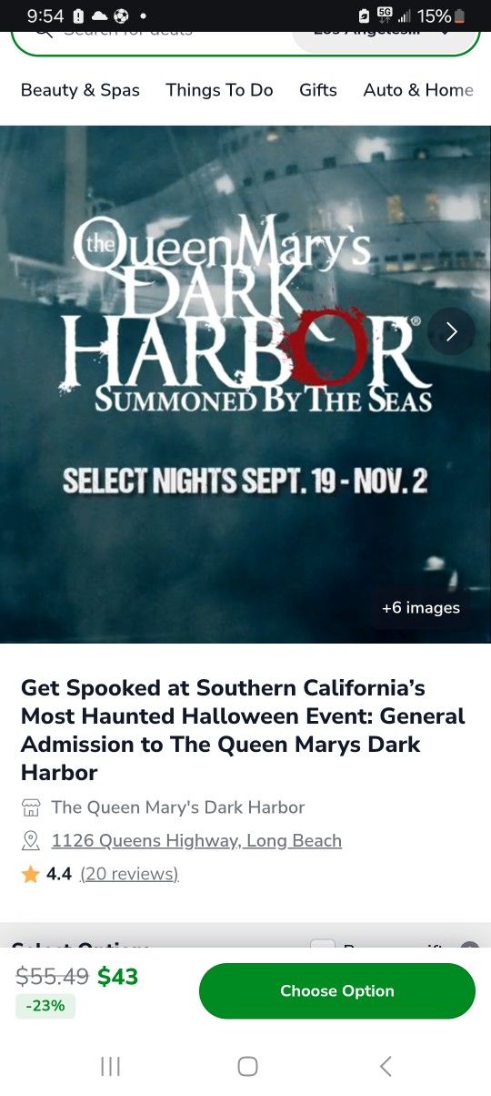 Queen Mary Ticket $35 For 10/23/25
