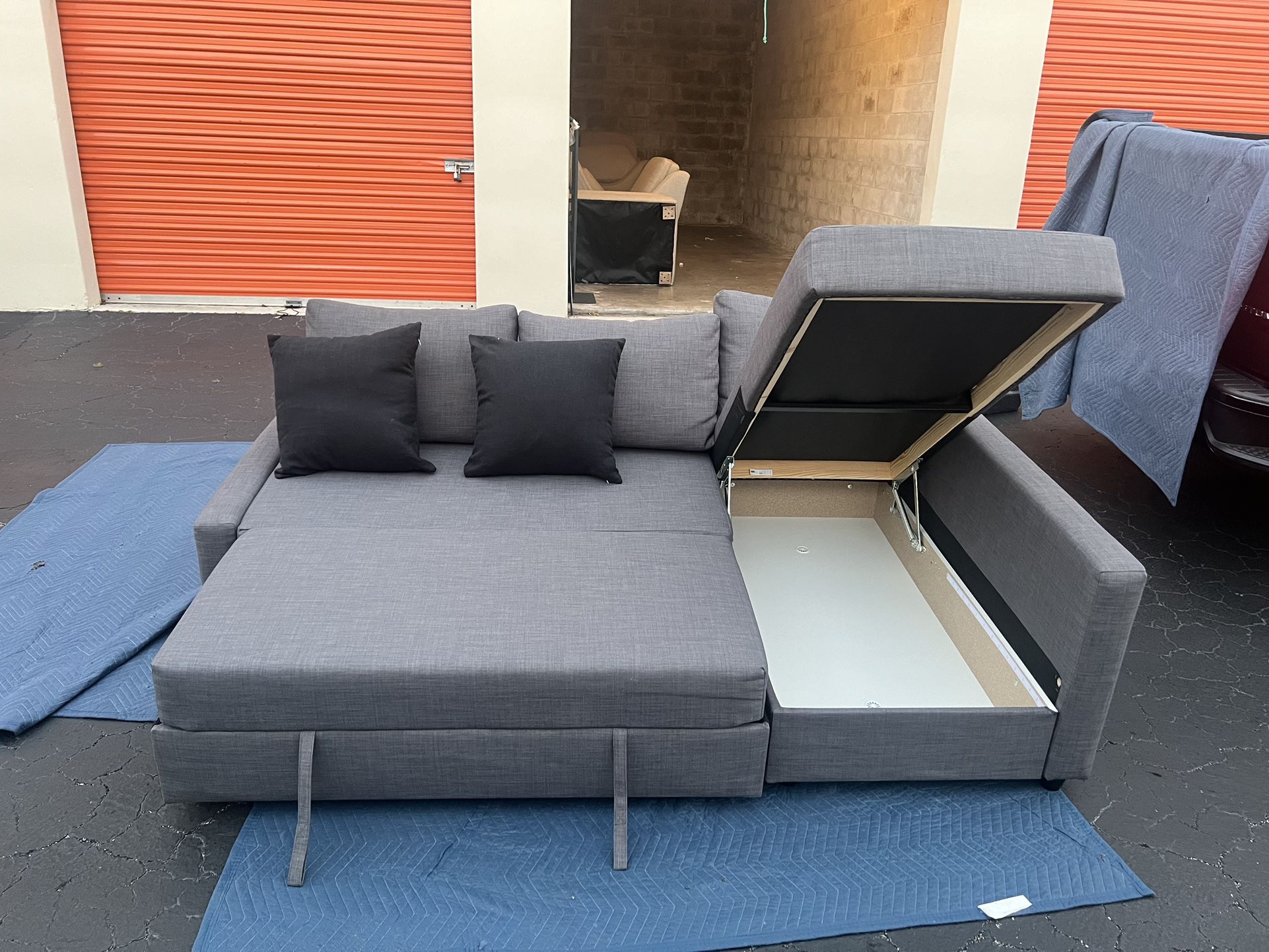 Grey Ikea Sleeper Sectional! With Storage - Delivery Available 🛻 