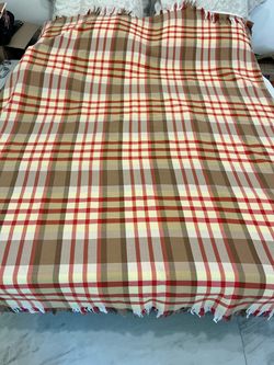 Set of 2 Plaid Fringe Throw Blankets