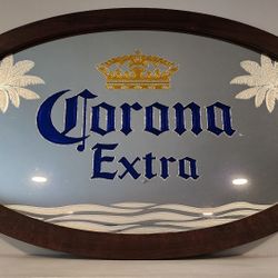 Corona Extra Beer Mirror W/ Palm Trees and Beach - Mancave - Large 30.5" X 18.5"