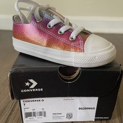 CONVERSE ALL STAR RAINBOW METALLIC GLITTER GIRLS KID TODDLER SIZE 7T SNEAKER SHOE