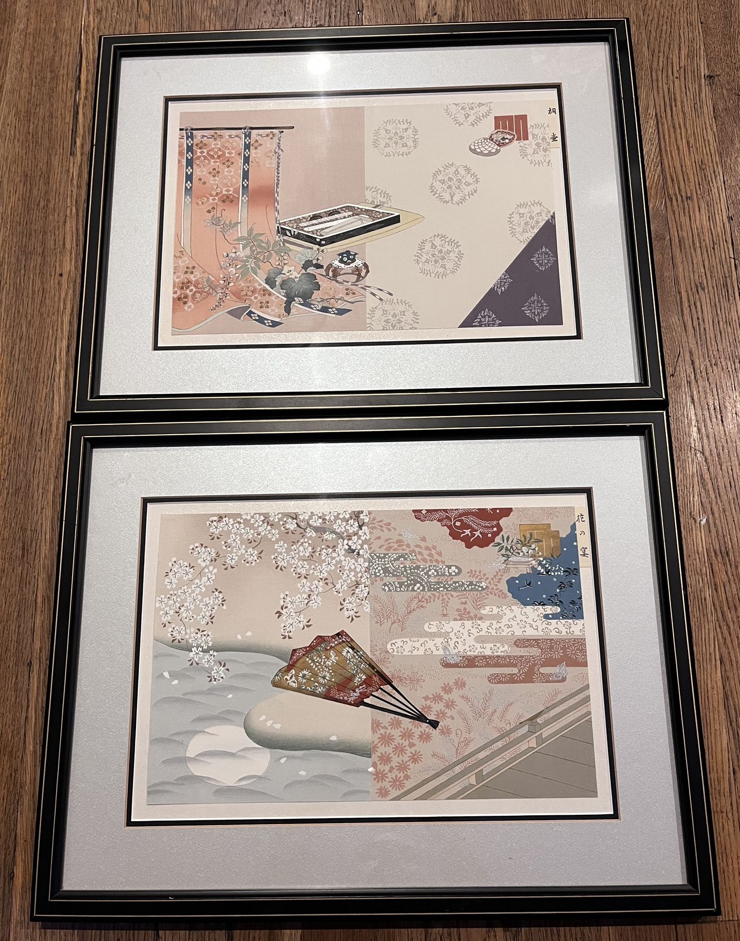 Bundle of Vintage Japanese framed art from a Estate