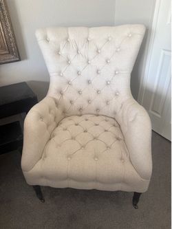 Cream Tufted Wingback Accent Chair