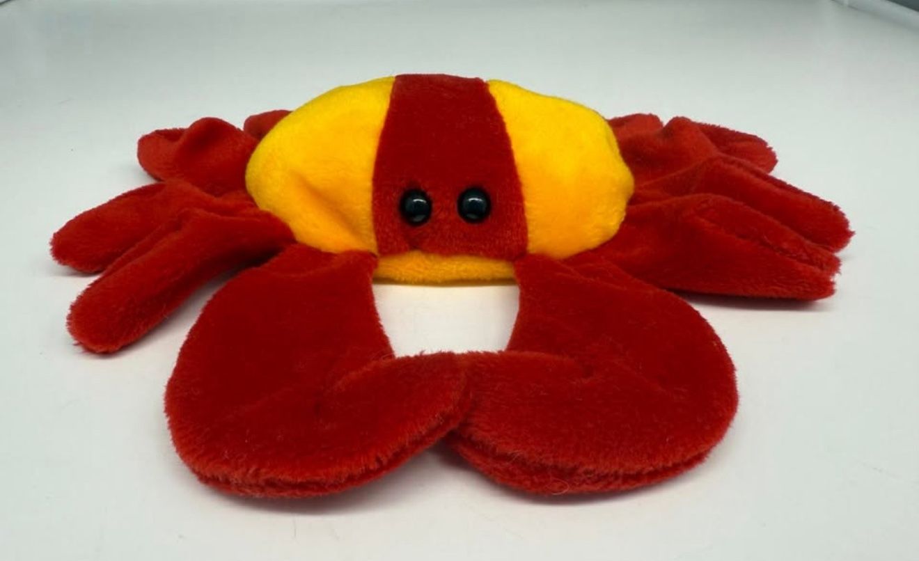 Goffa Yellow Red Crab Plush Stuffed Animal Toy 9" across