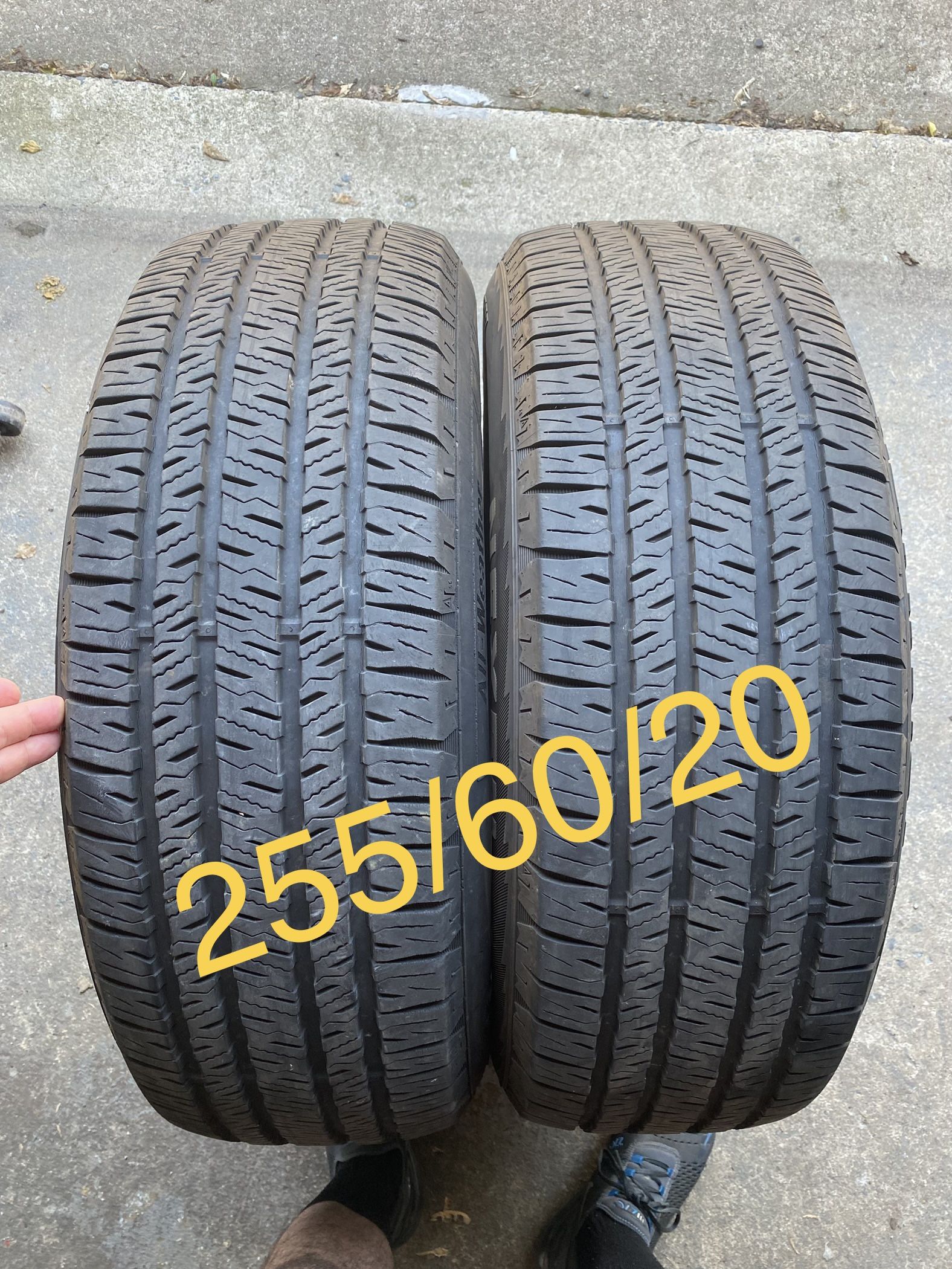 2) 255/60/20 Nexen Roadian HTX2 Tires Tread measures 9/32 Came off a 2023 Jeep Wrangler 4Xe DOT 1123 $195 for Both I carry other sizes as well