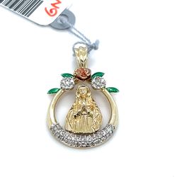 10Kt Yellow Gold Diamond Virgin Mary Pendant 2.10g .25CTW 202026/9