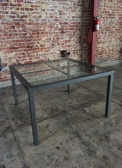 Aluminum and glass tables