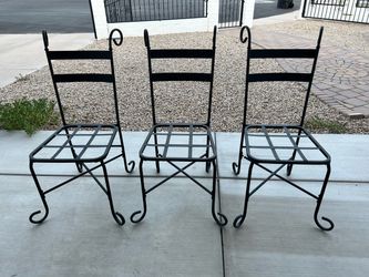 Set of 3 Black Patio Chairs